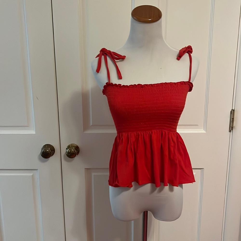 Red ruched top